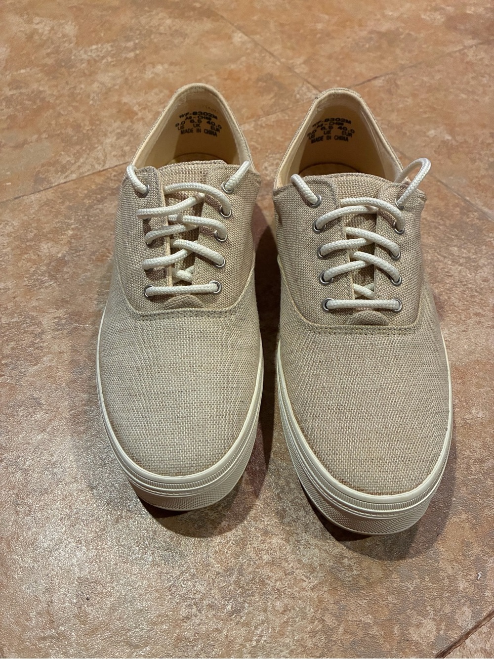 Women’s Keds Natural Canvas Lace-Up Sneakers in Beige